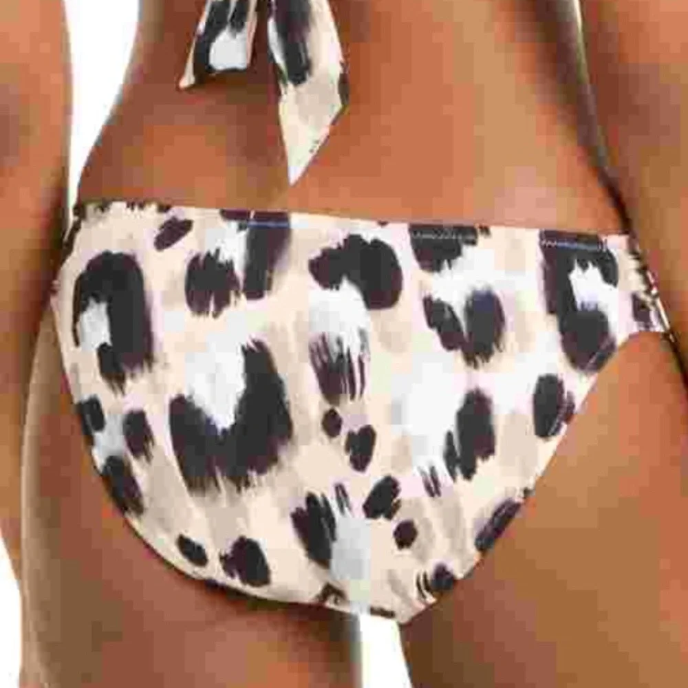 BAR III Shirred Hipster Swimsuit Bottom Beige Leopard size XS‎ NWT